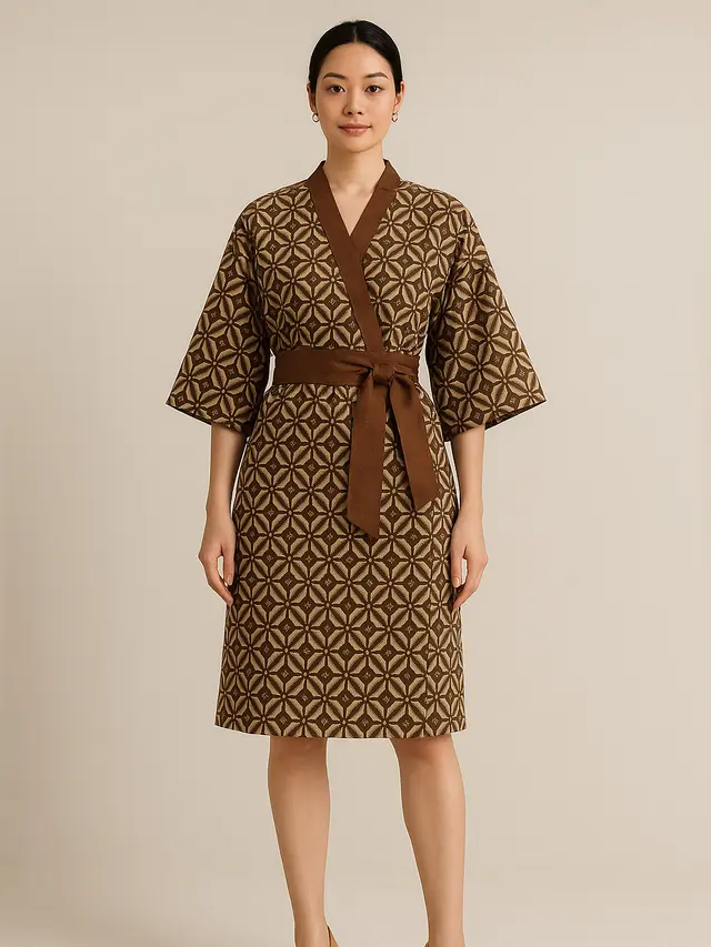 Model Dress Batik Klasik Motif Kawung Modern
