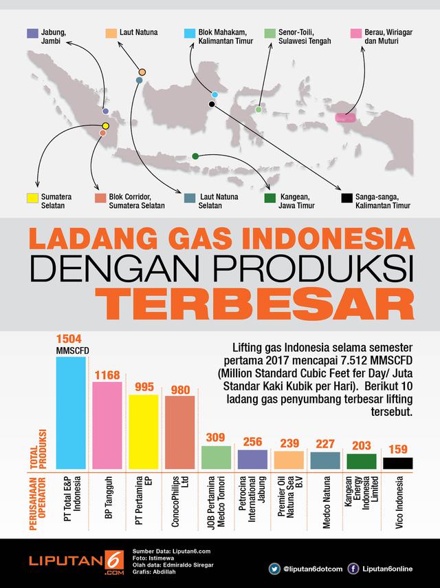 10 Ladang Gas Terbesar Indonesia (Liputan6.com/Abdillah)