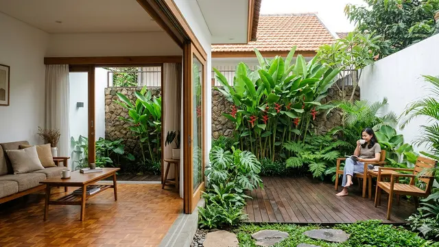 Rumah 1 Lantai dengan Taman Dalam Rumah