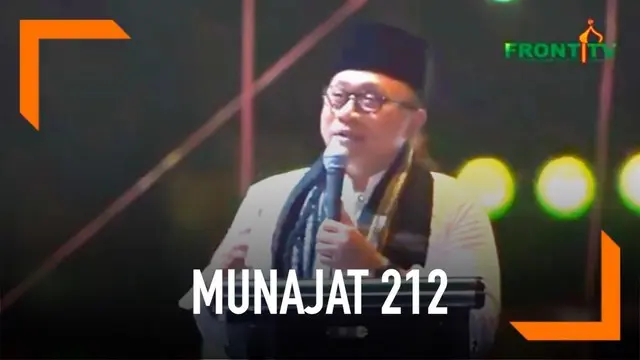 Ketum MPR Zulkifli Hasan memberi sambutan dalam acara Munajat 212. Zulkifli menyinggung soal pergelaran Pemilu 2019.