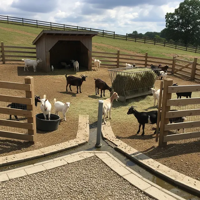 Kandang Kambing Terbuka dengan Sistem Drainase Baik