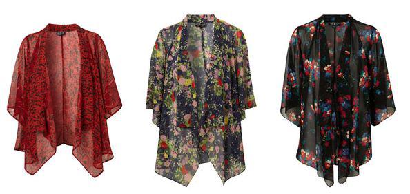 Berbagai motif atasan kimono.