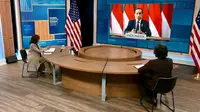 Presiden Joko Widodo saat berpidato secara virtual pada Konferensi Tingkat Tinggi (KTT) Global Covid-19 Summit yang digelar di Washington DC Amerika Serikat (AS), Kamis, 12 Mei 2022. (Biro Pers Sekretariat Presiden)