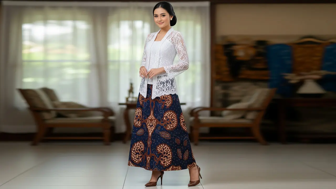 Model Kebaya Simpel dengan Rok Batik A-Line di 2025