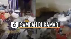 Kamar dibuka paksa saat ditinggal penghuni, pemilik kost dikejutkan tumpukan sampah.