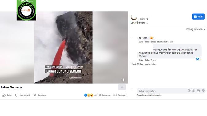 Cek Fakta Liputan6.com menelusuri klim video lahar Gunung Semeru