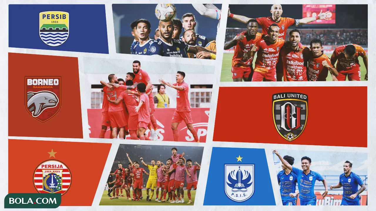 Kolase - Foto dan Logo Persib, Borneo FC, Bali United, PSIS, Persija