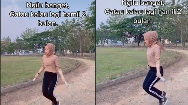 Tak Tahu Lagi Hamil 2 Bulan, Video Wanita Olahraga Skipping Ini Bikin Ngilu