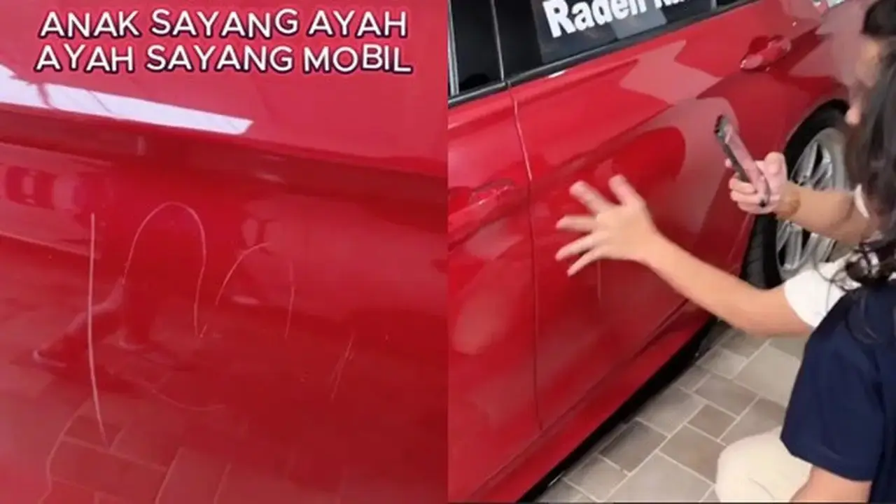 Gunakan Batu, Anak Ini Ungkapkan Rasa Kasih Sayang Melalui Coretan di Mobil