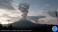 Gunung Lewotobi Laki-Laki di Flores Timur NTT kembali meletus hebat pada Rabu (16//4/2025), pukul 05.33 dan 05.44 Wita. (Liputan6.com/ Dok PVMBG)