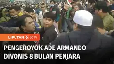 Majelis Hakim PN Jakarta Pusat menjatuhkan 8 bulan penjara kepada enam terdakwa pengeroyok Ade Armando. Vonis ini lebih ringan dari tuntutan JPU yakni 2 tahun penjara. Salah satu terdakwa menerima vonis.