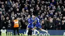 Gelandang Chelsea, Eden Hazard, melakukan selebrasi usai membobol gawang Bournemouth pada laga Piala Liga Inggris di Stadion Stamford Bridge, Kamis (20/12). Chelsea menang 1-0 atas Bournemouth. (AP/Alastair Grant)