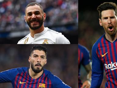 Meski Barcelona sudah memastikan diri keluar sebagai juara La Liga Spanyol, namun sang mega bintang, Lionel Messi tak hentinya mencetak gol. Tambhaan satu gol ke gawang Levante membuat koleksi gol Messi bertambah menjadi 34 gol. (Kolase Foto AFP)