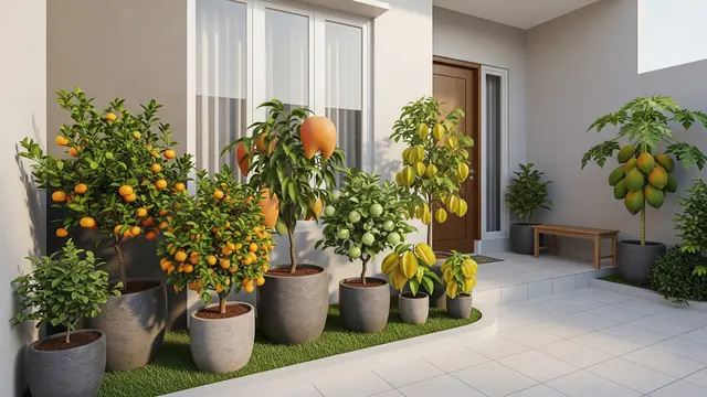 Desain Kebun Buah Tabulampot untuk Rumah Type 27 (Image by Gemini AI)