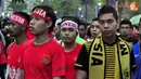 Suporter Laga Pertandingan Piala AFF Suzuki 2012 antara Malaysia vs Indonesia di Stadion Bukit Jalil, Kuala Lumpur, Malaysia, pada 1 November 2012.