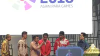 Wapres RI, Jususf Kalla, saat acara peresmian hitung mundur Asian Para Games 2018 di Kemayoran, Kamis (6/10/2017). Asian Para Games 2018 akan digelar mulai 8 hingga 13 Oktober di Jakarta-Palembang. (Bola.com/M Iqbal Ichsan)