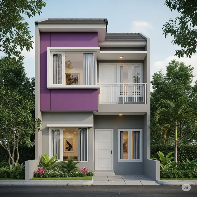 Desain Rumah Sederhana Warna Ungu