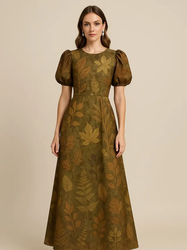 Desain Batik Ecoprint Klasik Lengan Puff