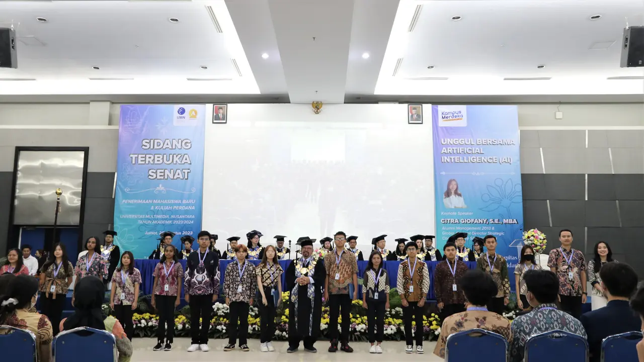 Universitas Multimedia Nusantara mengadakan Sidang Terbuka Senat Penerimaan Mahasiswa Baru Jumat (25/8/2023)