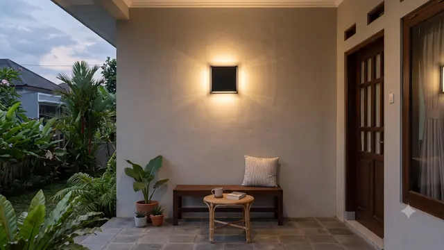 Inspirasi Teras dengan Lampu Dinding Warm White