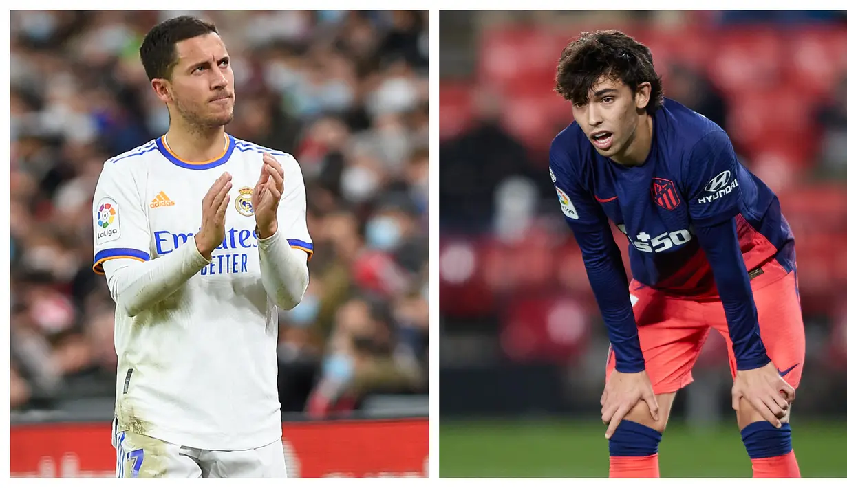 Nasib berbeda dialami oleh dua klub asal Madrid, Real Madrid dan Atletico Madrid saat laga pekan ke-19 Liga Spanyol 2021/22. Los Blancos sukses memetik 3 poin usai menekuk Athletic Bilbao dengan skor 2-1, sedangkan Atletico Madrid harus menelan kekalahan 1-2 dari Granada. (Foto kolase: AFP dan AP)