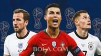 Ilustrasi bintang Piala Dunia 2026, Harry Kane, Cristiano Ronaldo, Florian Wirtz. (Bola.com/AFP/Gemini)