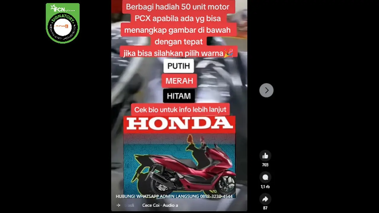 Tangkapan layar  klaim AHM bagikan hadiah 50 unit PCX dengan menangkap gambar