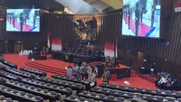 Majelis Permusyawaratan Rakyat (MPR) menggelar gladi kotor pelantikan Presiden dan Wakil Presiden RI 2024-2029, Prabowo Subianto-Gibran Rakabuming Raka di gedung Nusantara, Kompleks MPR/DPR/DPD RI, Senayan, Jakarta, Jumat (18/10/2024). (Liputan6.com/Delvira Hutabarat)