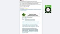 Tangkapan layar Facebook soal klaim link pendaftaran bantuan non muslim dari Ditjen Bimas Kristen Kemenag dan Australia.