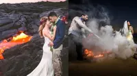 6 Potret Prewedding Paling Ekstrem Ini Ngeri, Salah Satunya Dekat Lava (Brightside)