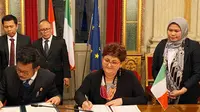Indonesia dan Italia memperkuat kerja sama pertanian dengan penandatanganan Memorandum Saling Pengertian (MoU) di Roma (20/01). (Source: Kemlu RI)