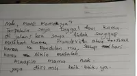 Surat yang diduga ditulis orangtua sang anak. (Liputan6.com/ Istimewa)