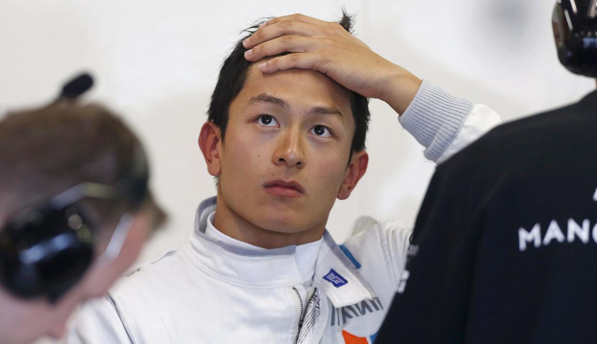 Ekspresi Rio Haryanto seusai latihan bebas pertama F1 GP Australia di Sirkuit Albert Park, Australia, Jumat (18/3/2016). (Reuters/Brandon Malone)