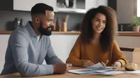 Ilustrasi&nbsp;perencanaan keuangan oleh pasangan muda&nbsp;(Foto by AI)