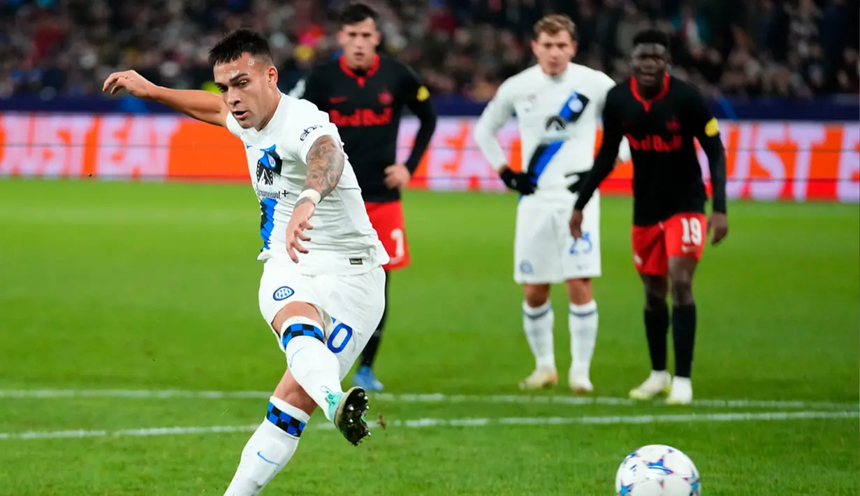 Gol kemenangan wakil Italia itu dicetak oleh Lautaro Martinez pada menit ke-86. (AP Photo/Petr David Josek)