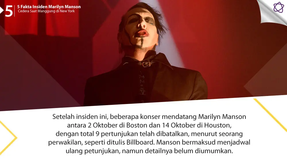 5 Fakta Insiden Marilyn Manson Cedera Saat Manggung di New York. (Foto: AFP/DANIEL BOCZARSKI/GETTY IMAGES NORTH AMERICA, Desain: Muhammad Iqbal Nurfajri/Bintang.com)