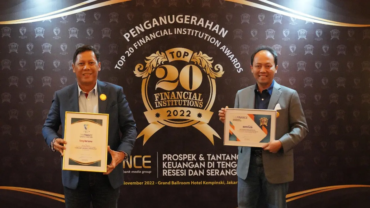 BRI Insurance (BRINS) raih dua penghargaan sekaligus pada acara ‘Top 20 Financial Institution Awards 2022’.