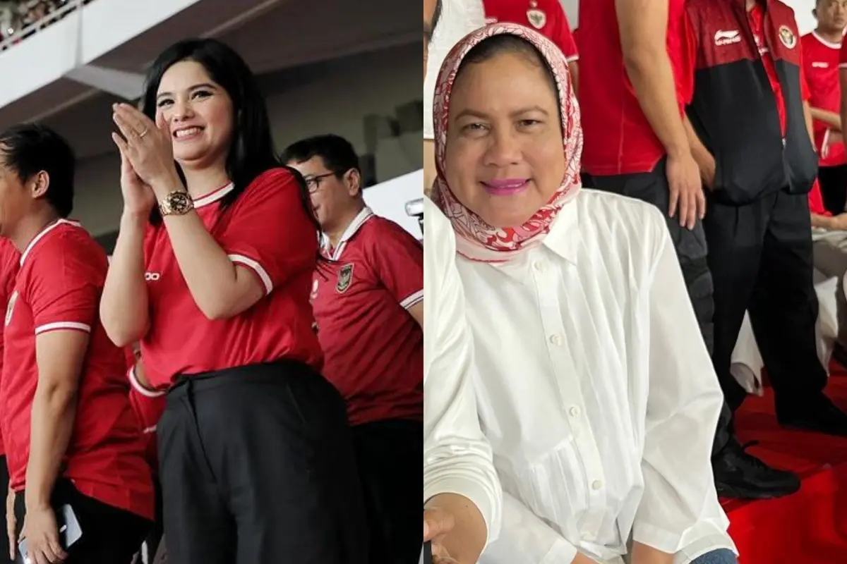 Beda Gaya Sporty Annisa Pohan dan Iriana Jokowi Nonton Pertandingan Kualifikasi Piala Dunia 2026