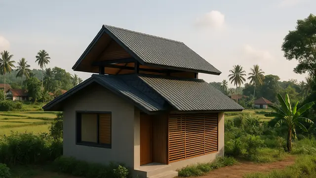 Model Rumah Tipe 21 dengan Atap Susun di Tahun 2025/via ChatGPT