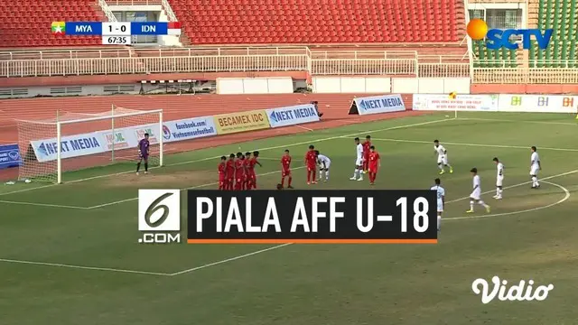 Timnas Indonesia U-18 menantang Myanmar pada laga terakhir penyisihan Grup A Piala AFF 2019 yang berlangsung di Thong Nhat Stadium, Vietnam, Rabu (14/8/2019). Pada pertandingan kali ini skor akhir 1-1