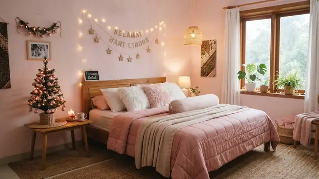 Ide desain kamar tidur berwarna pink yang bikin tidur nyenyak dengan suasana menenangkan model pink suasana musim liburan