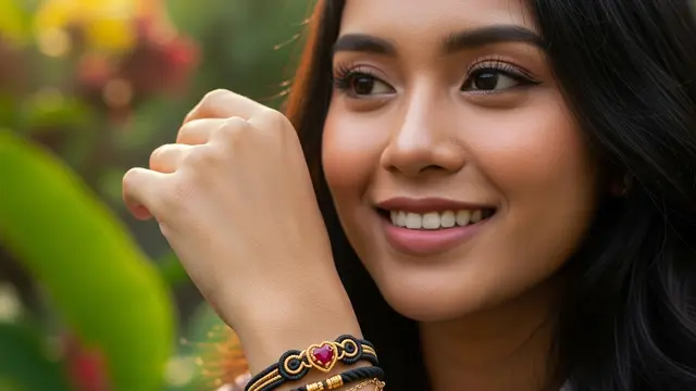 Model Gelang Emas Tali Kombinasi Batu Permata 2025