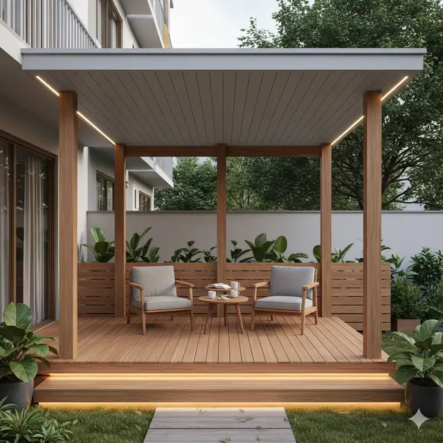 Model Teras dari Kayu Atap Asbes yang Estetik