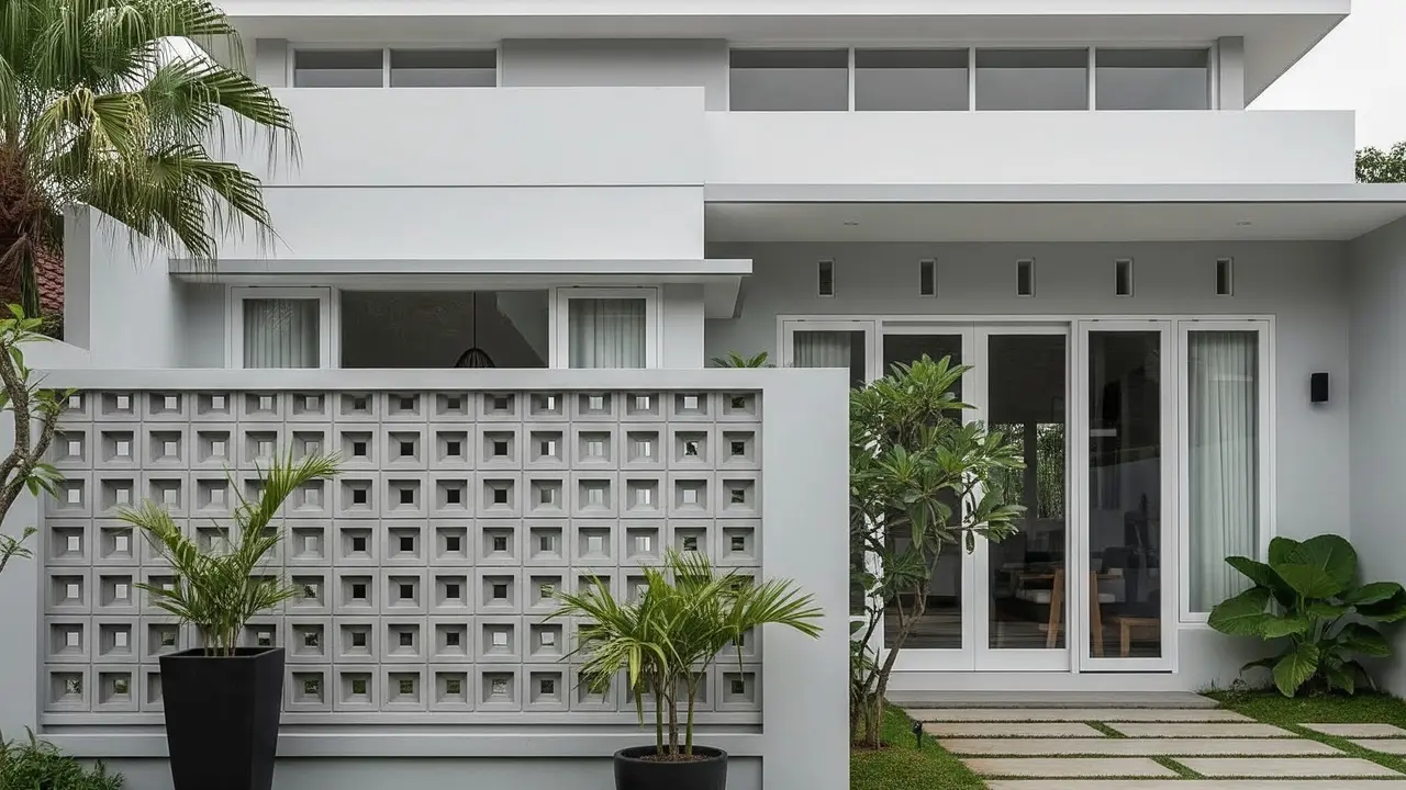 Model Pagar Beton Cor dengan Bukaan Roster