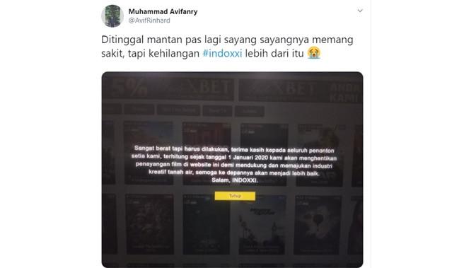 Reaksi netizen IndoXXI (Sumber: Twitter/AvifRinhard)
