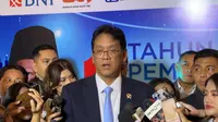 Menteri Keuangan (Menkeu) Purbaya Yudhi Sadewa dalam acara 1 Tahun Pemerintahan Prabowo-Gibran, di Jakarta, Kamis (16/10/2025). (Liputan6.com/Tira)