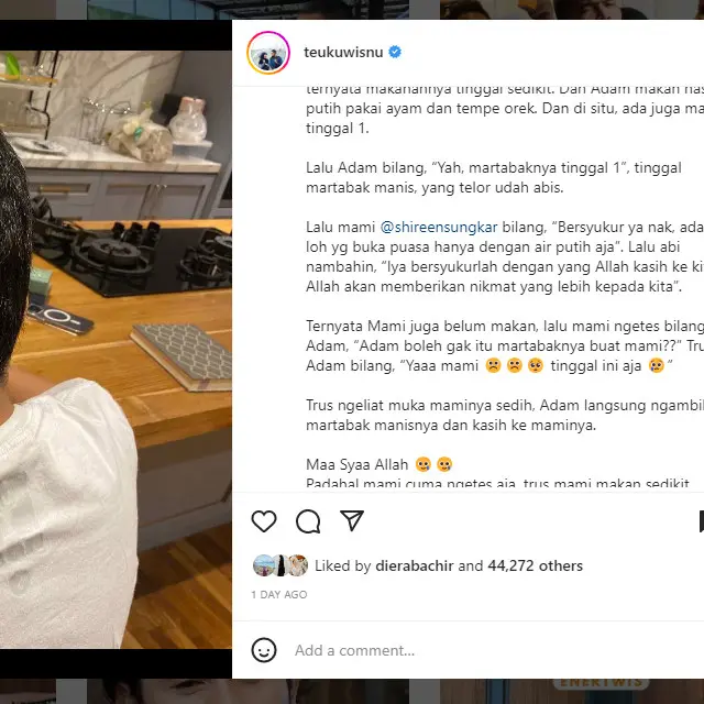 Foto Adam anak Teuku Wisnu dan Shireen Sungkar saat berbuka puasa