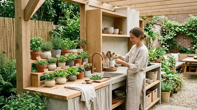 Dapur Terbuka dengan Kebun Sayur Mini (AI Generated)