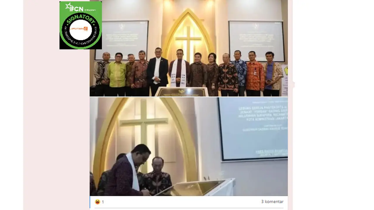 Tangkapan layar klaim foto Anies Baswedan menjadi pastor,