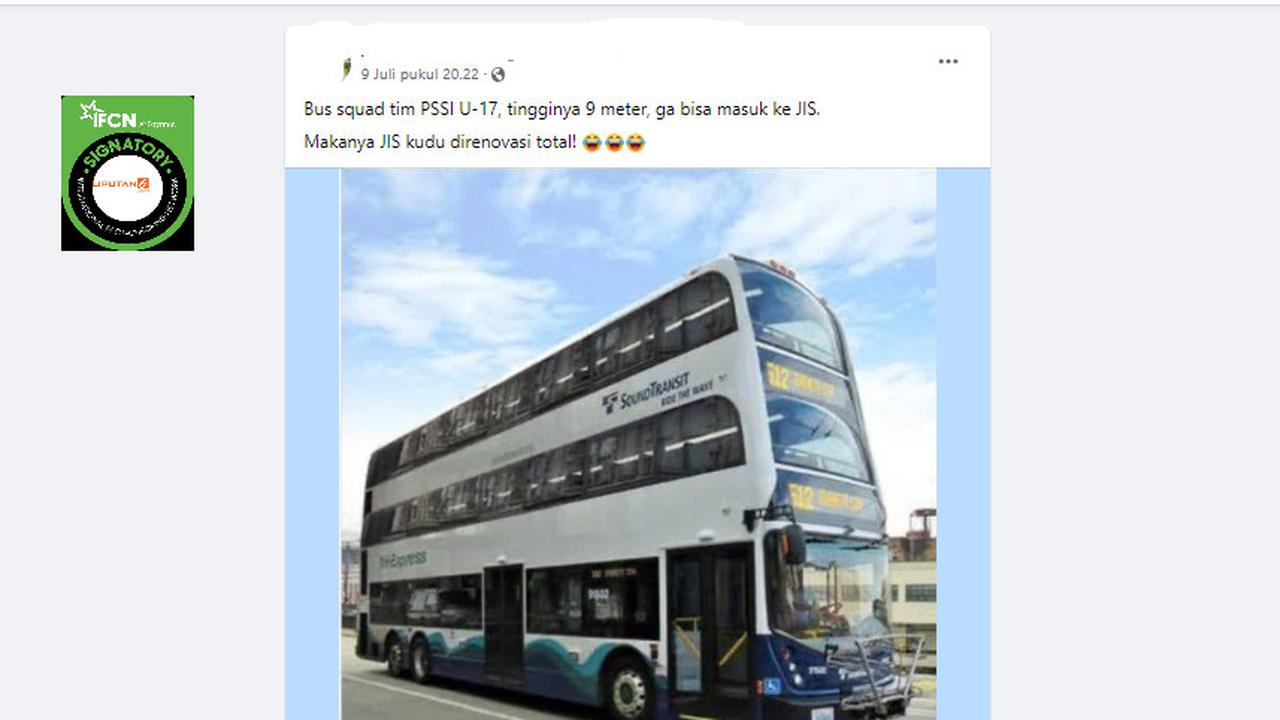 Tangkapan layar  klaim foto bus tim PSSI U-17